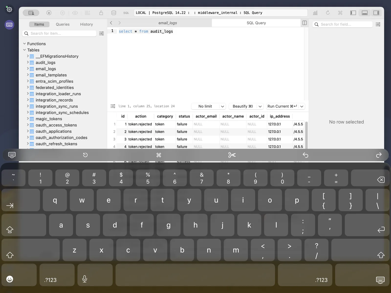 Typing into a Mac app from an iPad using the iOS keyboard through Apperture